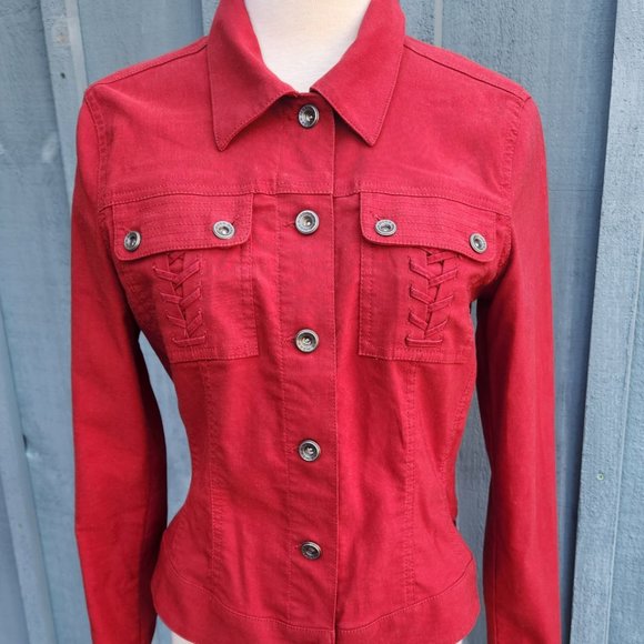 Mexx Ladies Red Cotton Polyester Jacket Size GB 12/CD 8/38/FR40 - Picture 2 of 6